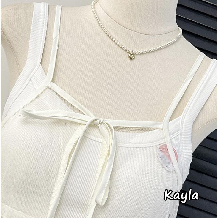 預購🌟免運🌟 綁帶簍空網紗吊帶疊搭連身罩衫 A1195 #Kayla.girl #少女愷拉-細節圖5