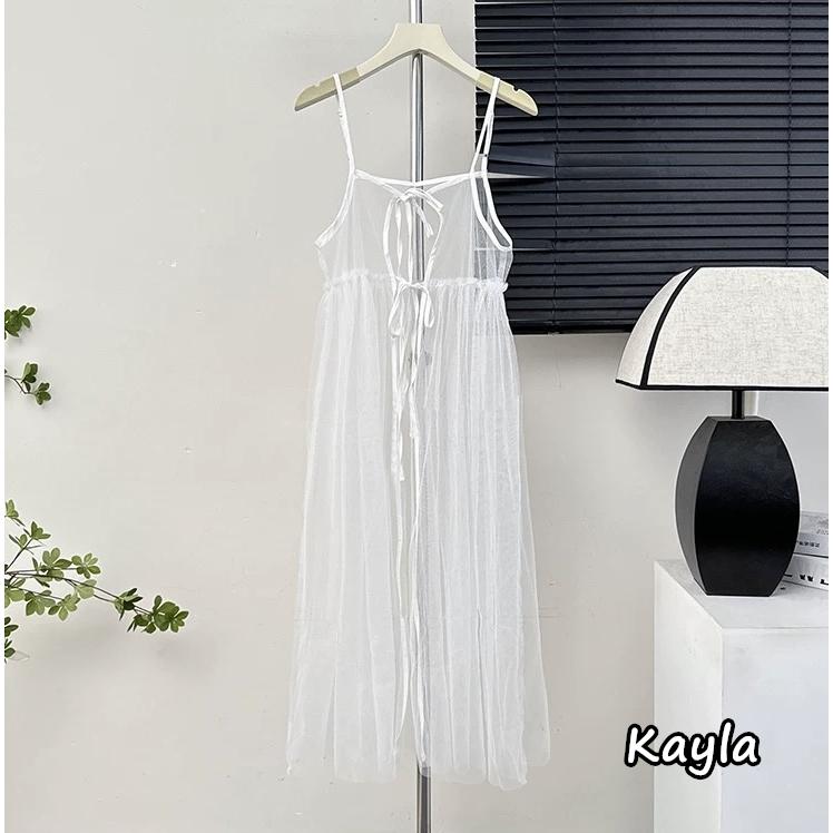 預購🌟免運🌟 綁帶簍空網紗吊帶疊搭連身罩衫 A1195 #Kayla.girl #少女愷拉-細節圖9