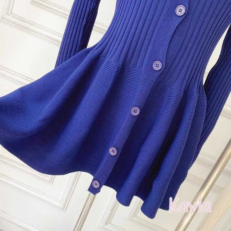 預購🌟免運🌟 V領長袖針織收腰顯瘦A字洋裝 A1271 #Kayla.girl #少女愷拉-細節圖6