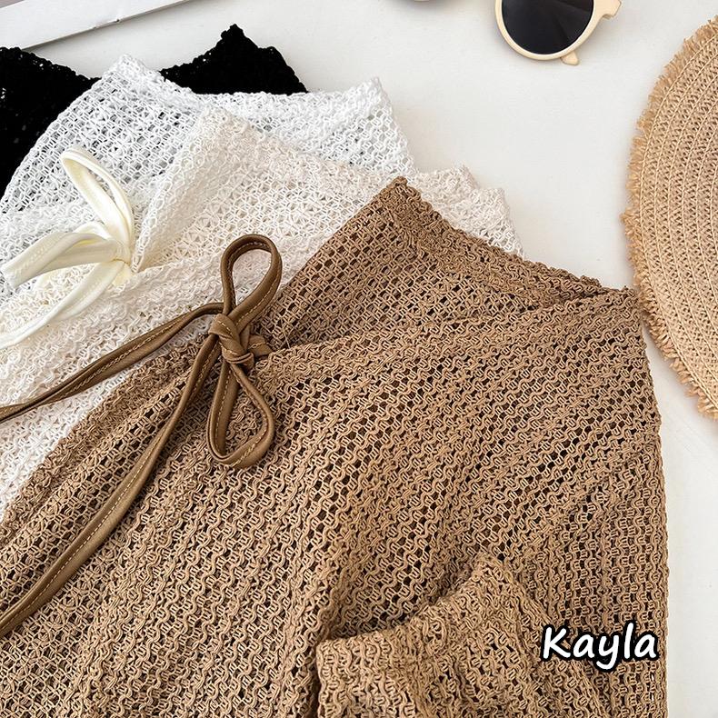 預購🌟免運🌟 短版慵懶罩衫鏤空針織綁繩外套 A1218 #Kayla.girl #少女愷拉-細節圖5