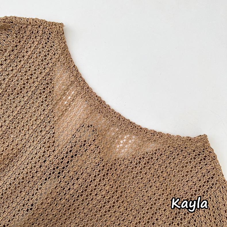 預購🌟免運🌟 短版慵懶罩衫鏤空針織綁繩外套 A1218 #Kayla.girl #少女愷拉-細節圖7