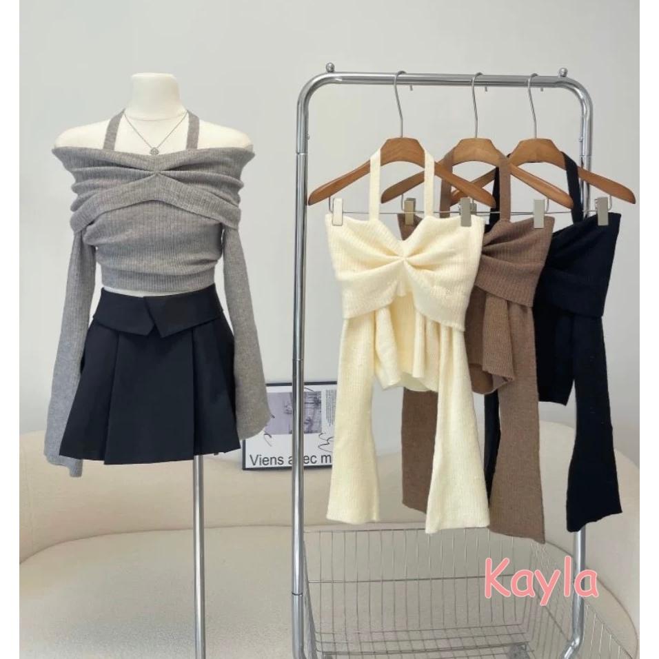 預購🌟免運🌟 性感露肩造型打摺針織上衣 A1281 #Kayla.girl #少女愷拉-細節圖7