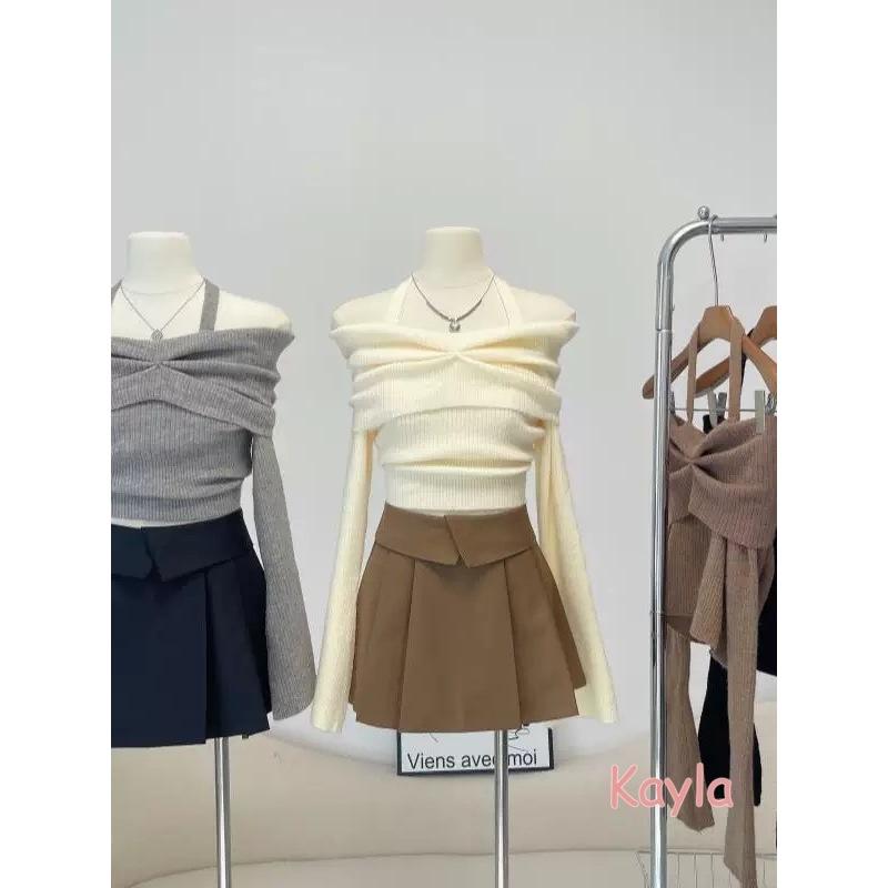 預購🌟免運🌟 性感露肩造型打摺針織上衣 A1281 #Kayla.girl #少女愷拉-細節圖9