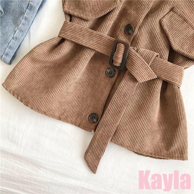 現貨+預購🌟免運🌟 吊帶排扣燈芯絨背心馬甲(附腰帶) A1248 #Kayla.girl #少女愷拉-細節圖3