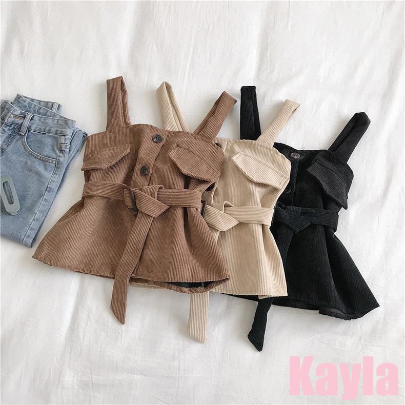 現貨+預購🌟免運🌟 吊帶排扣燈芯絨背心馬甲(附腰帶) A1248 #Kayla.girl #少女愷拉-細節圖4