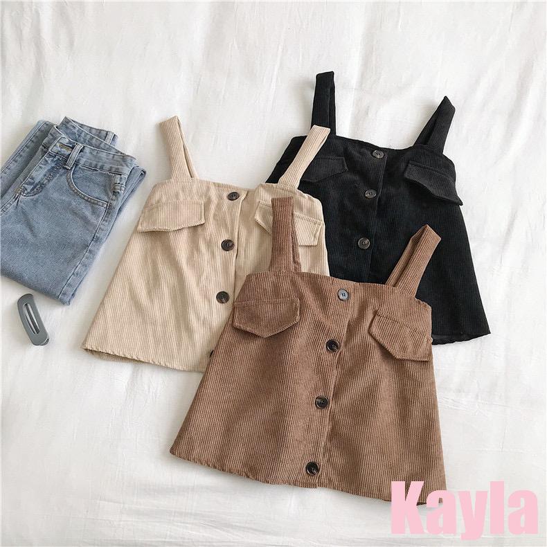 現貨+預購🌟免運🌟 吊帶排扣燈芯絨背心馬甲(附腰帶) A1248 #Kayla.girl #少女愷拉-細節圖6