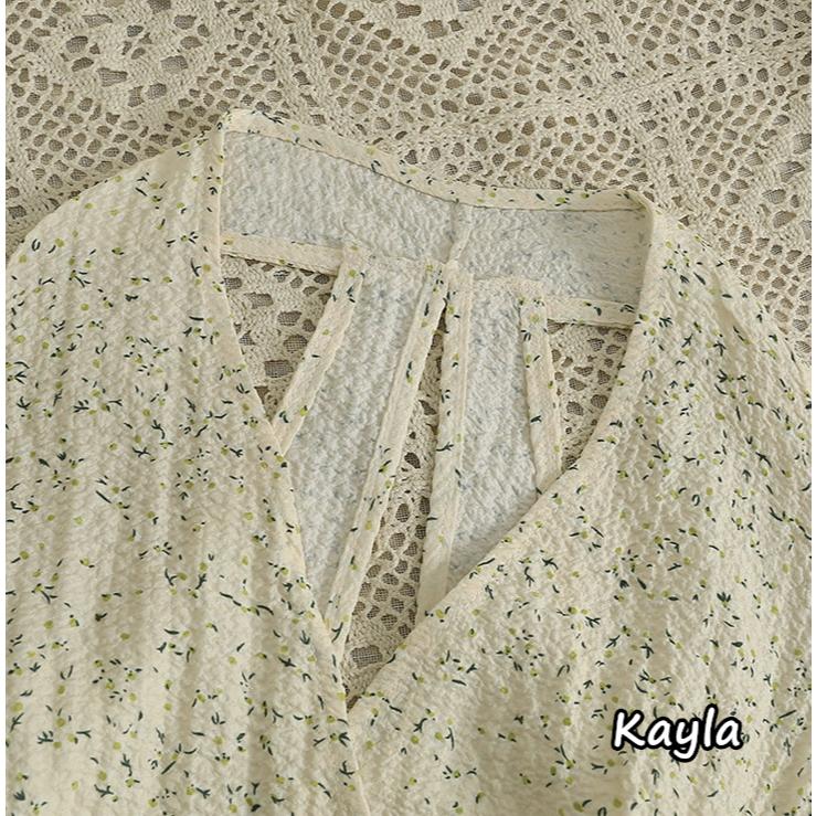 預購🌟免運🌟 俐落顯瘦綁帶無袖碎花上衣 A1224 #Kayla.girl #少女愷拉-細節圖5
