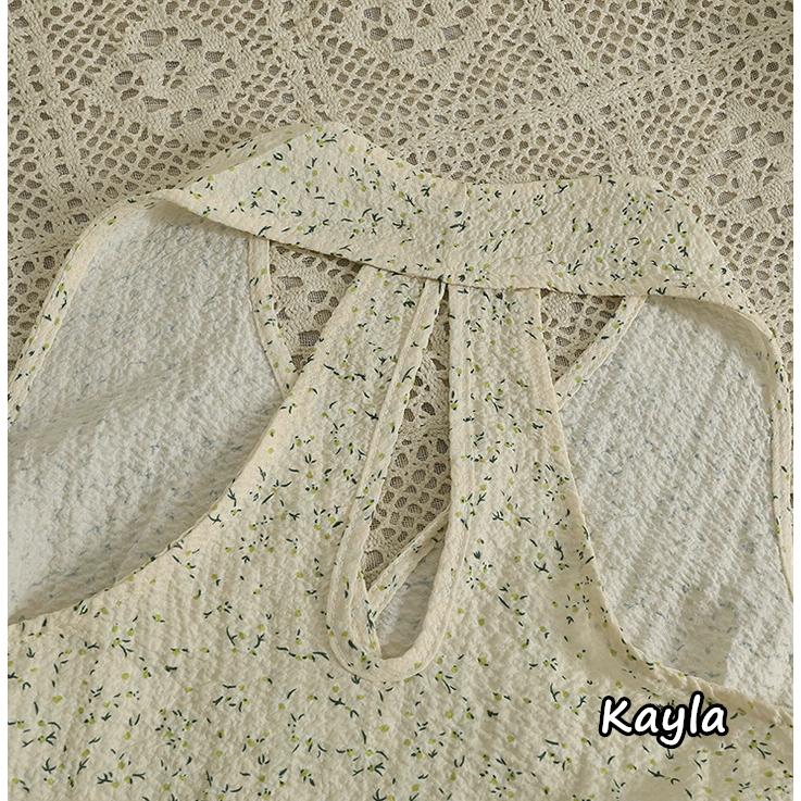預購🌟免運🌟 俐落顯瘦綁帶無袖碎花上衣 A1224 #Kayla.girl #少女愷拉-細節圖9