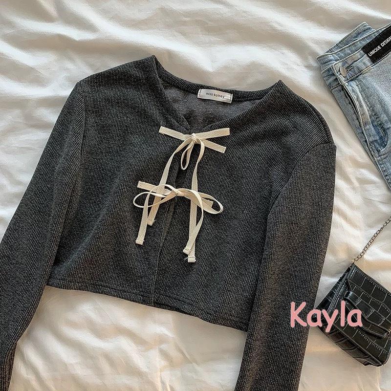 預購🌟免運🌟 溫柔蝴蝶結開襟毛衣針織外套 A1283 #Kayla.girl #少女愷拉-細節圖4