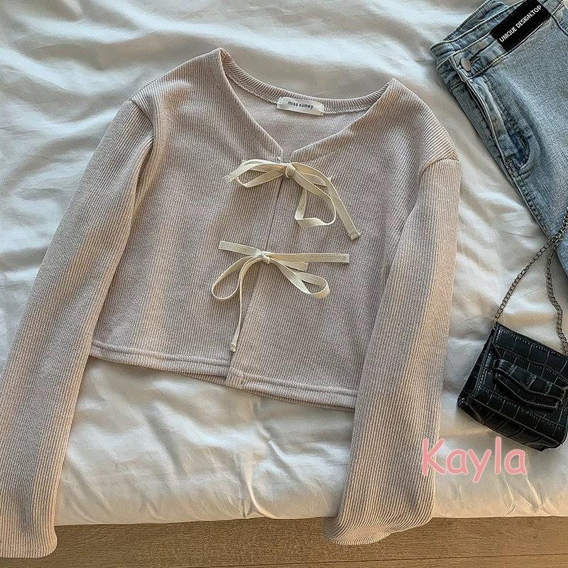 預購🌟免運🌟 溫柔蝴蝶結開襟毛衣針織外套 A1283 #Kayla.girl #少女愷拉-細節圖6