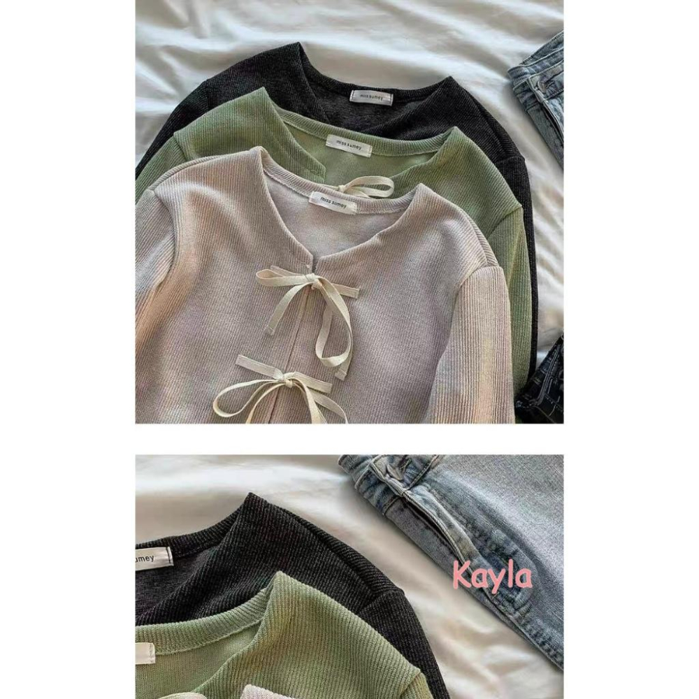 預購🌟免運🌟 溫柔蝴蝶結開襟毛衣針織外套 A1283 #Kayla.girl #少女愷拉-細節圖7