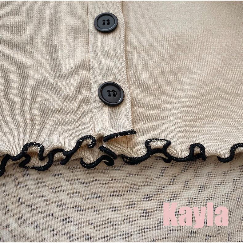 預購🌟免運🌟 木耳邊撞色短款長袖上衣外套 A1259 #Kayla.girl #少女愷拉-細節圖4