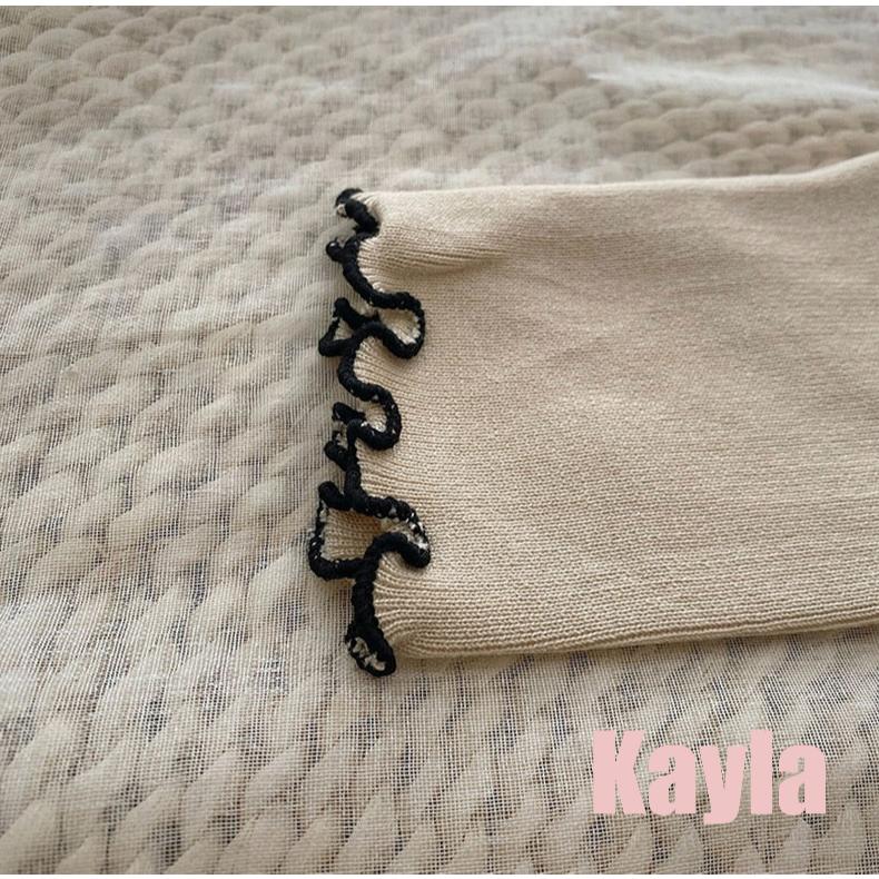 預購🌟免運🌟 木耳邊撞色短款長袖上衣外套 A1259 #Kayla.girl #少女愷拉-細節圖5