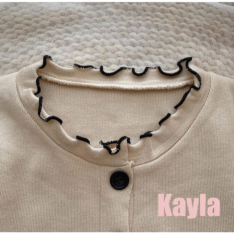 預購🌟免運🌟 木耳邊撞色短款長袖上衣外套 A1259 #Kayla.girl #少女愷拉-細節圖7