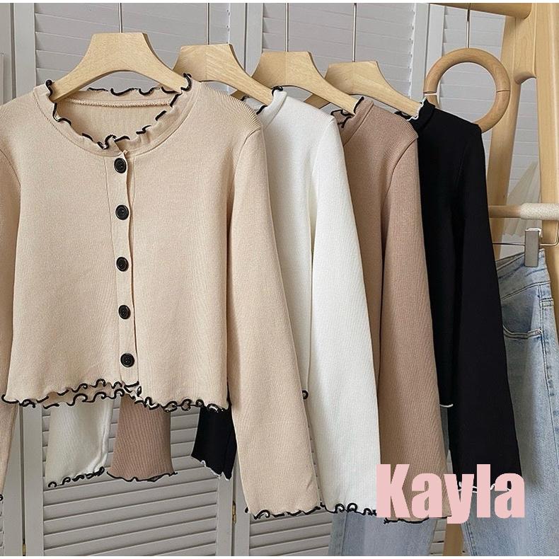 預購🌟免運🌟 木耳邊撞色短款長袖上衣外套 A1259 #Kayla.girl #少女愷拉-細節圖9