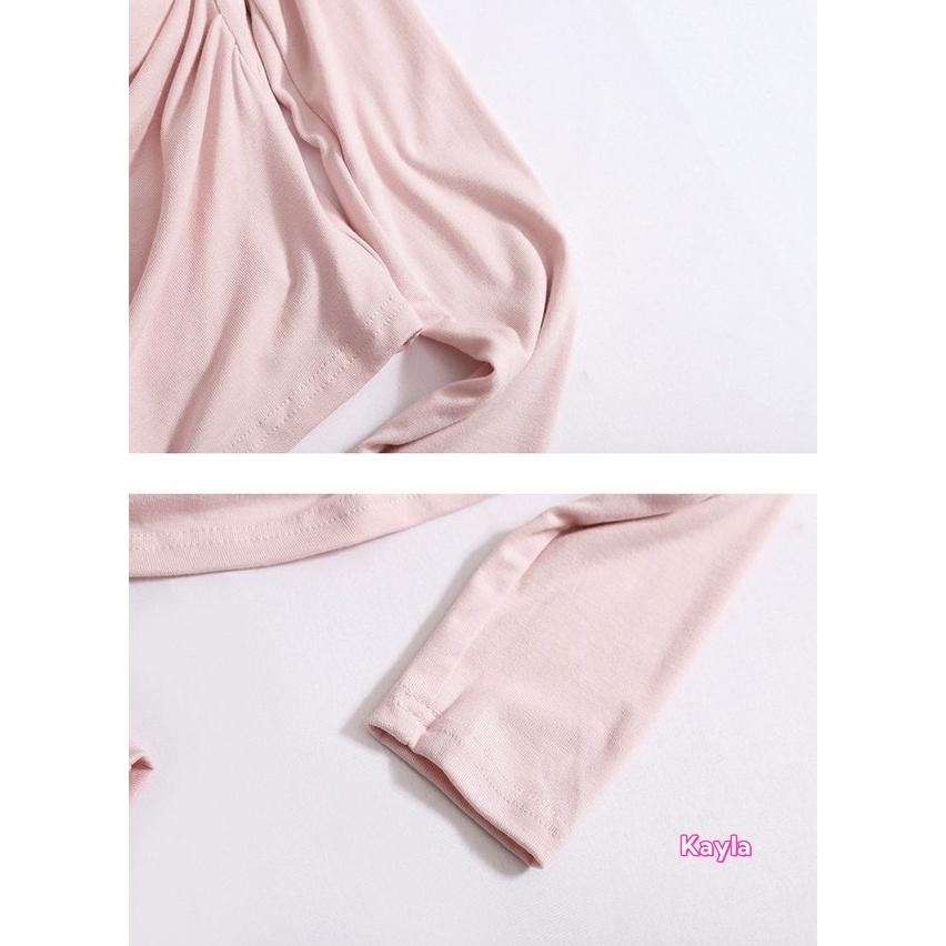 預購🌟免運🌟 百搭舒適方領長袖帶胸墊T恤 A1241 #Kayla.girl #少女愷拉-細節圖6