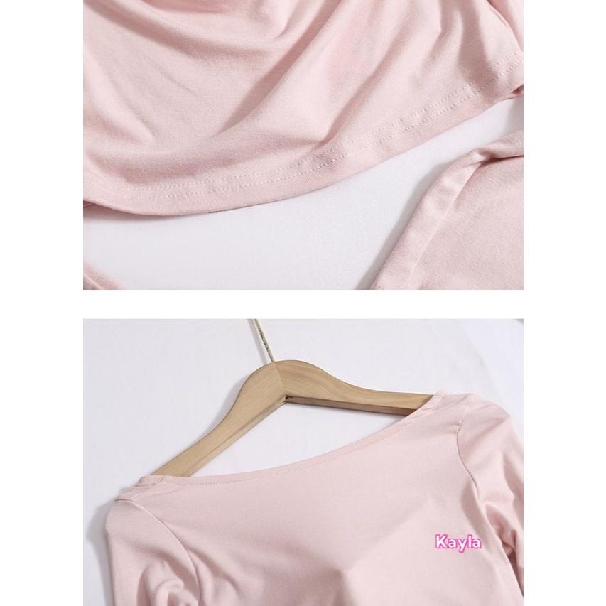 預購🌟免運🌟 百搭舒適方領長袖帶胸墊T恤 A1241 #Kayla.girl #少女愷拉-細節圖7
