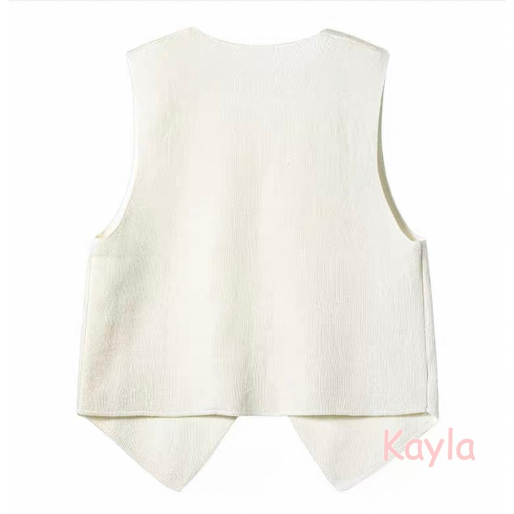 預購🌟免運🌟 V領單排釦針織馬甲背心 A1287 #Kayla.girl #少女愷拉-細節圖3