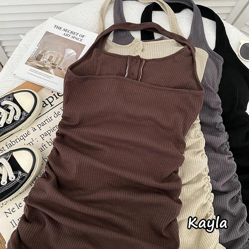 預購🌟免運🌟 繞頸掛脖褶皺無袖背心洋 A1160 #Kayla.girl #少女愷拉-細節圖2