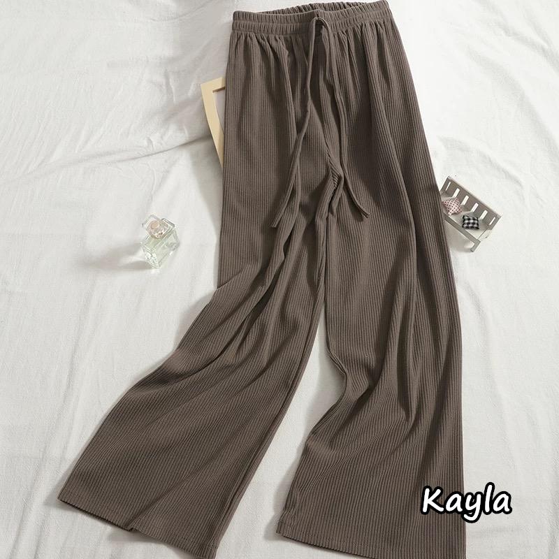 預購🌟免運🌟 休閒素色羅紋鬆緊腰長褲 A1199 #Kayla.girl #少女愷拉-細節圖3