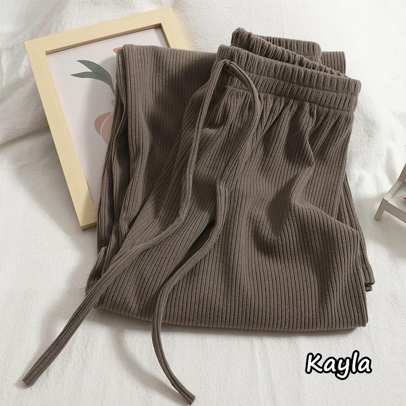 預購🌟免運🌟 休閒素色羅紋鬆緊腰長褲 A1199 #Kayla.girl #少女愷拉-細節圖4