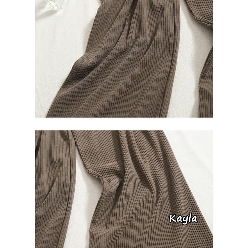預購🌟免運🌟 休閒素色羅紋鬆緊腰長褲 A1199 #Kayla.girl #少女愷拉-細節圖7