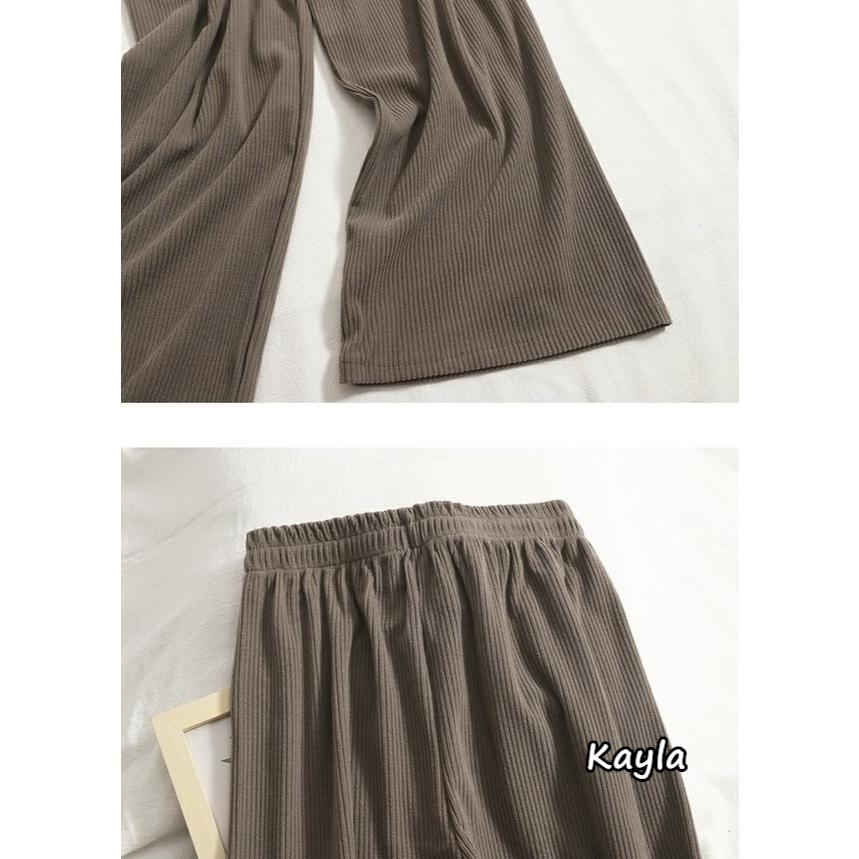 預購🌟免運🌟 休閒素色羅紋鬆緊腰長褲 A1199 #Kayla.girl #少女愷拉-細節圖8