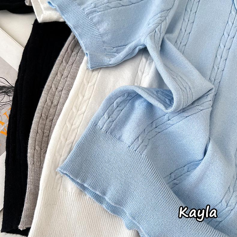 預購🌟免運🌟 翻領刺繡蝴蝶結POLO針織上衣 A1219 #Kayla.girl #少女愷拉-細節圖5