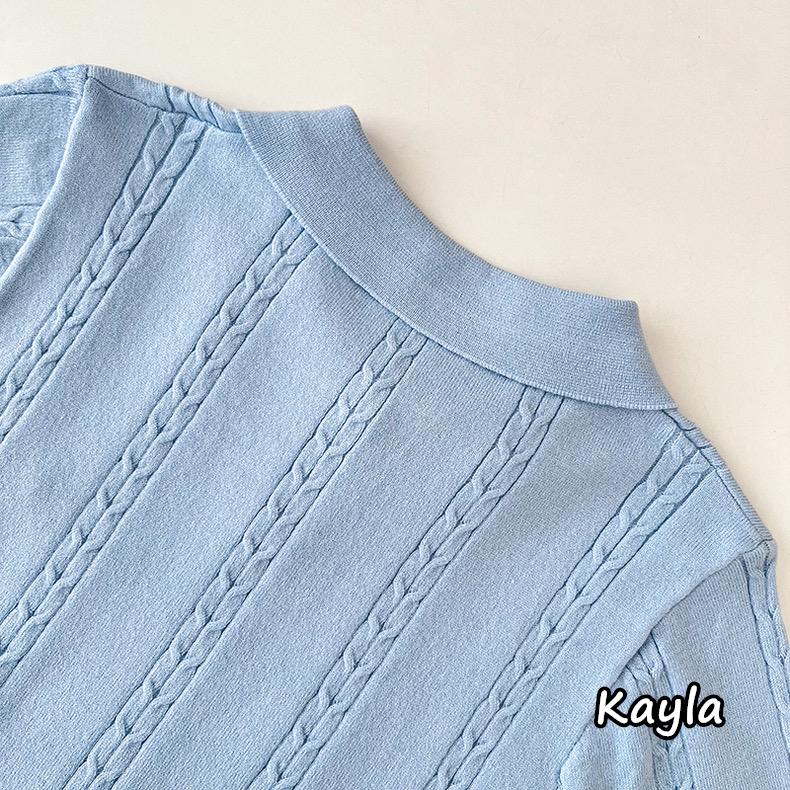 預購🌟免運🌟 翻領刺繡蝴蝶結POLO針織上衣 A1219 #Kayla.girl #少女愷拉-細節圖9