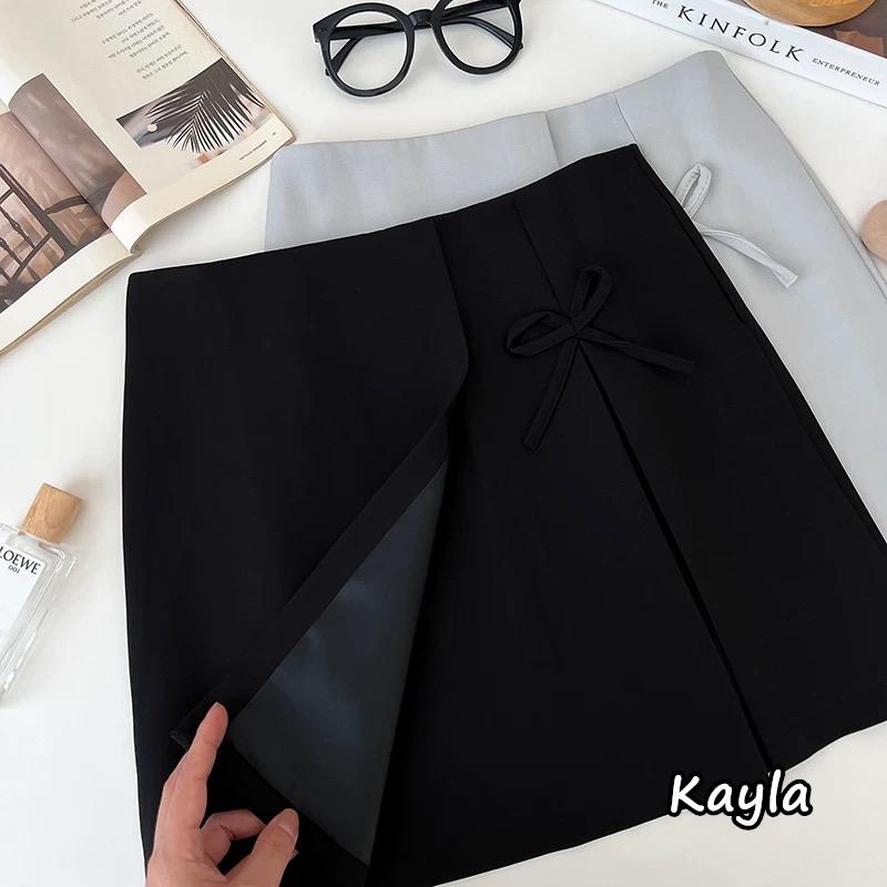 現貨⚡免運⚡絕版下殺🔥 黑XL 西裝打摺片裙蝴蝶結A字褲裙短裙 A1197 #Kayla.girl #少女愷拉-細節圖4