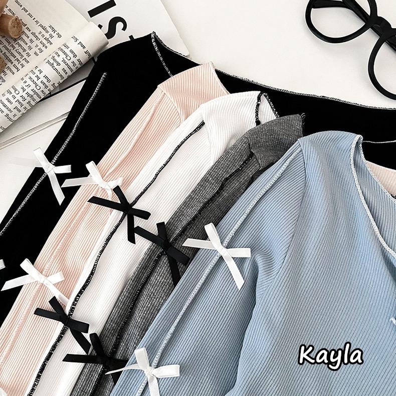 預購🌟免運🌟 撞色滾邊蝴蝶結排釦外套上衣 A1220 #Kayla.girl #少女愷拉-細節圖4