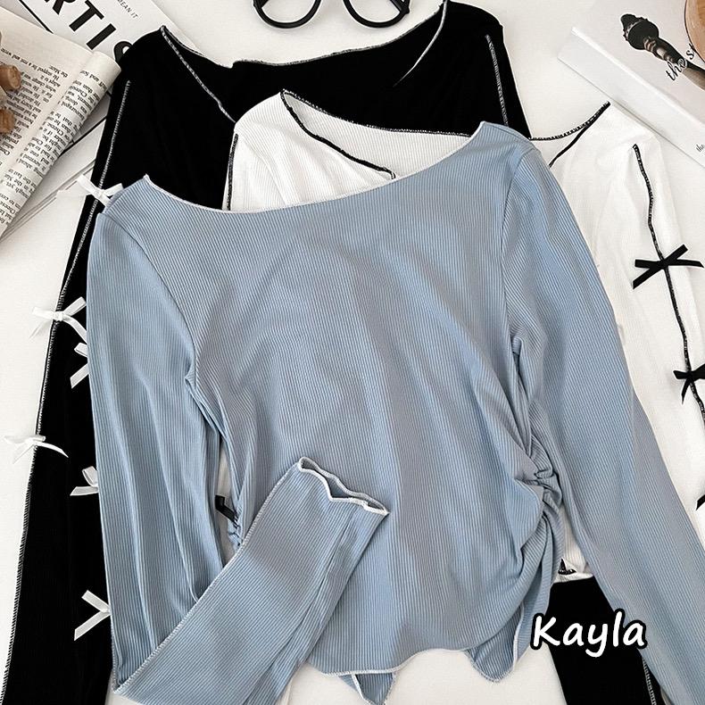 預購🌟免運🌟 撞色滾邊蝴蝶結排釦外套上衣 A1220 #Kayla.girl #少女愷拉-細節圖5