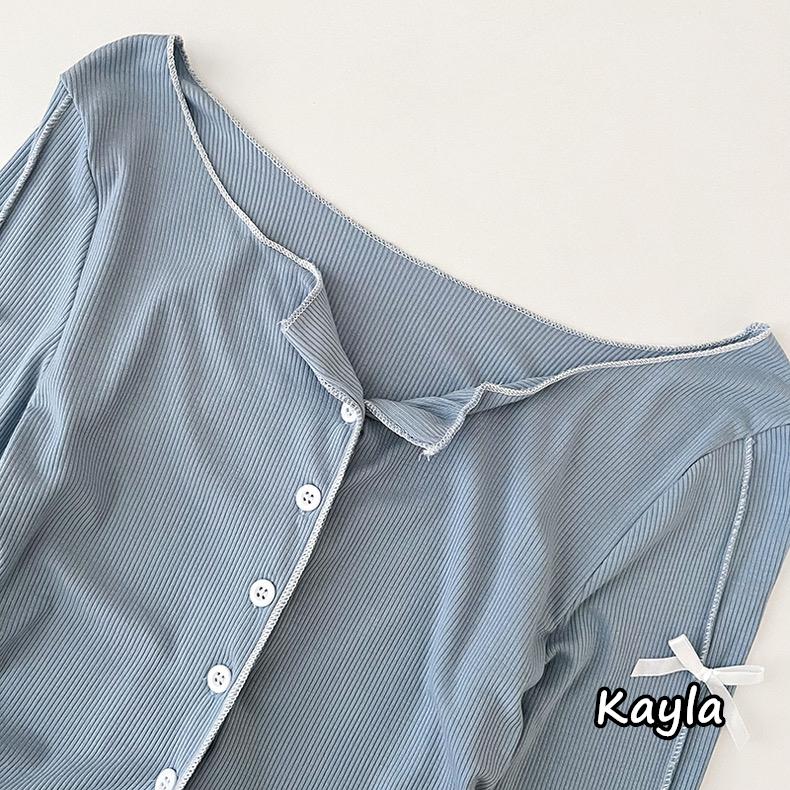 預購🌟免運🌟 撞色滾邊蝴蝶結排釦外套上衣 A1220 #Kayla.girl #少女愷拉-細節圖6