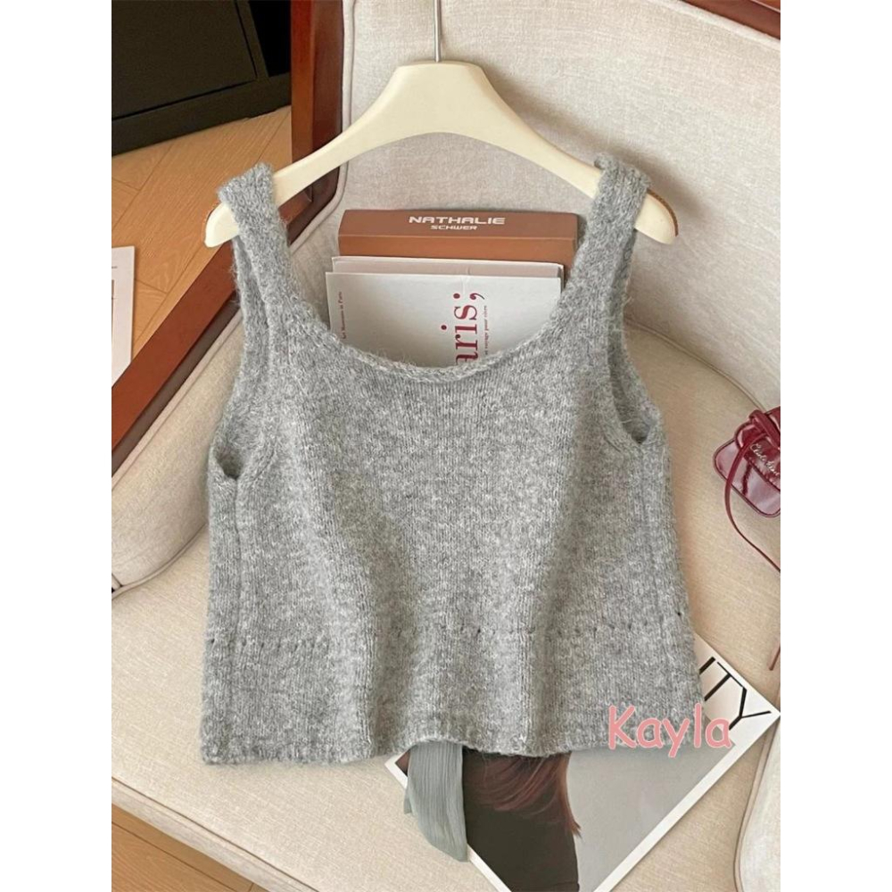 預購🌟免運🌟 氣質正反兩穿蝴蝶結針織背心 A1282 #Kayla.girl #少女愷拉-細節圖2