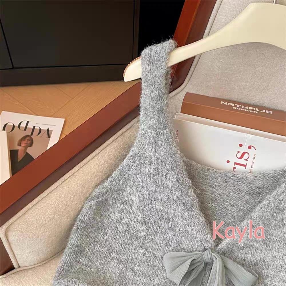 預購🌟免運🌟 氣質正反兩穿蝴蝶結針織背心 A1282 #Kayla.girl #少女愷拉-細節圖3