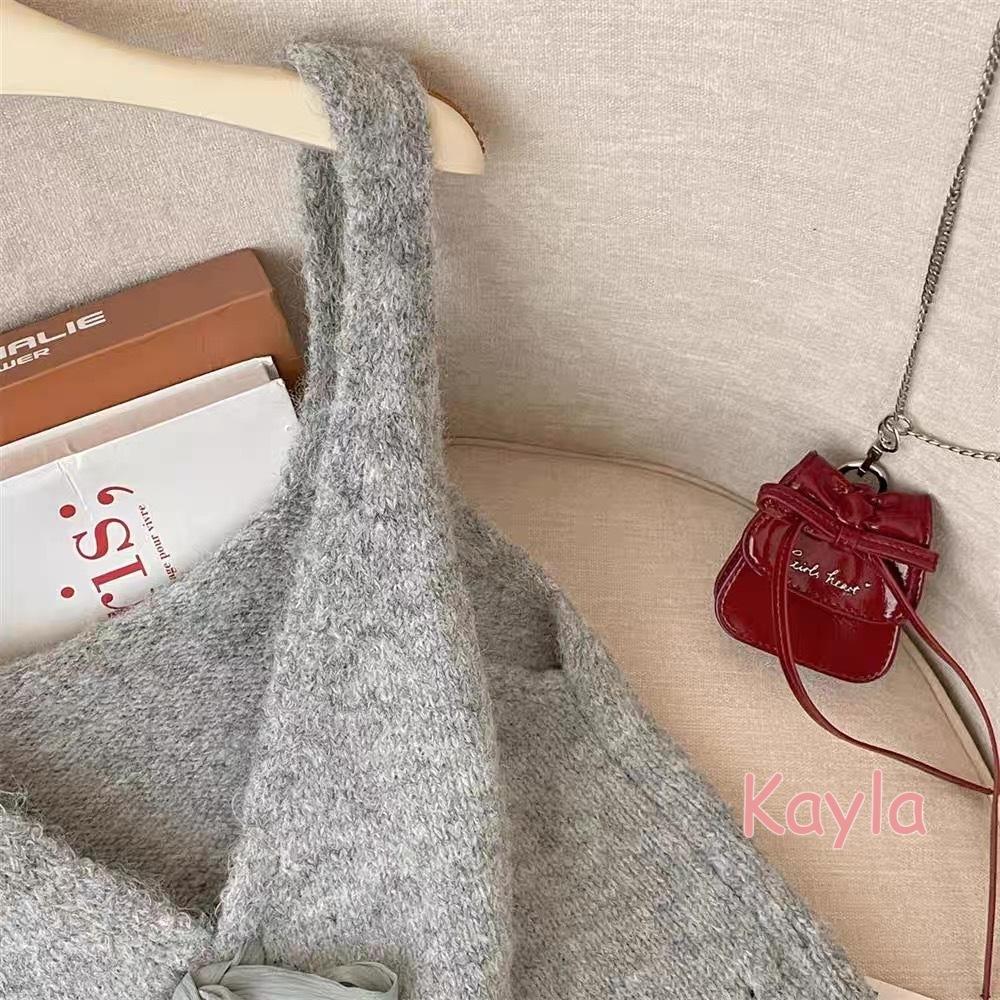 預購🌟免運🌟 氣質正反兩穿蝴蝶結針織背心 A1282 #Kayla.girl #少女愷拉-細節圖5