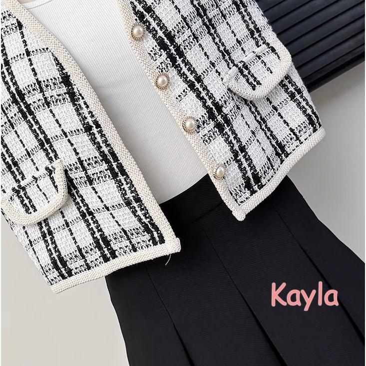 預購🌟免運🌟 多款V領格紋千鳥編織馬甲背心 A1285 #Kayla.girl #少女愷拉-細節圖9