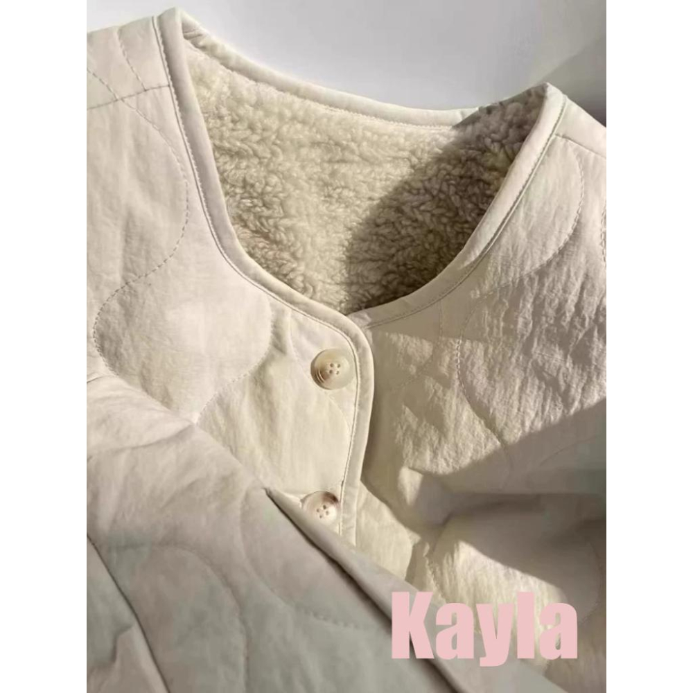 現貨⚡免運⚡速寄🚛 韓版衍縫羊羔毛馬甲背心 A1265 #Kayla.girl #少女愷拉-細節圖2