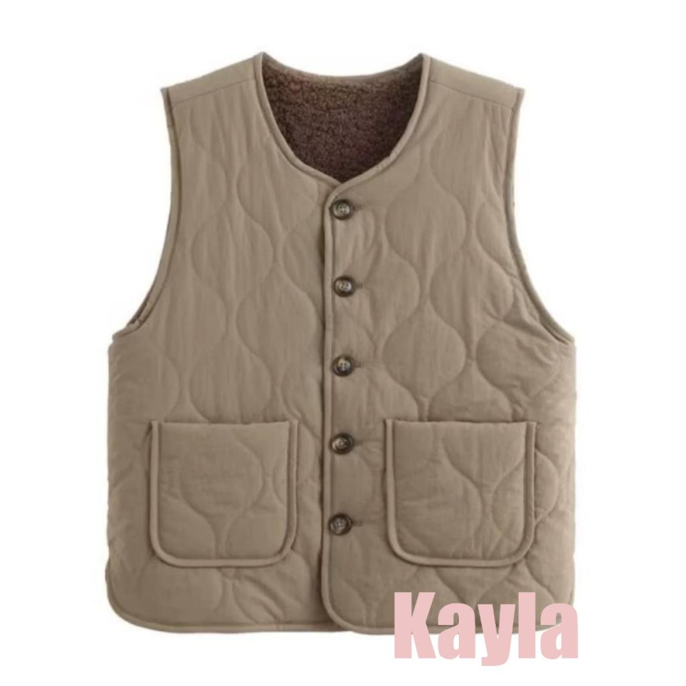 現貨⚡免運⚡速寄🚛 韓版衍縫羊羔毛馬甲背心 A1265 #Kayla.girl #少女愷拉-細節圖3