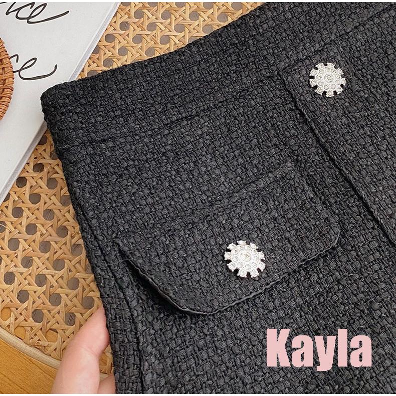 預購🌟免運🌟 荷葉邊高腰粗花呢A字短裙 A1267 #Kayla.girl #少女愷拉-細節圖5