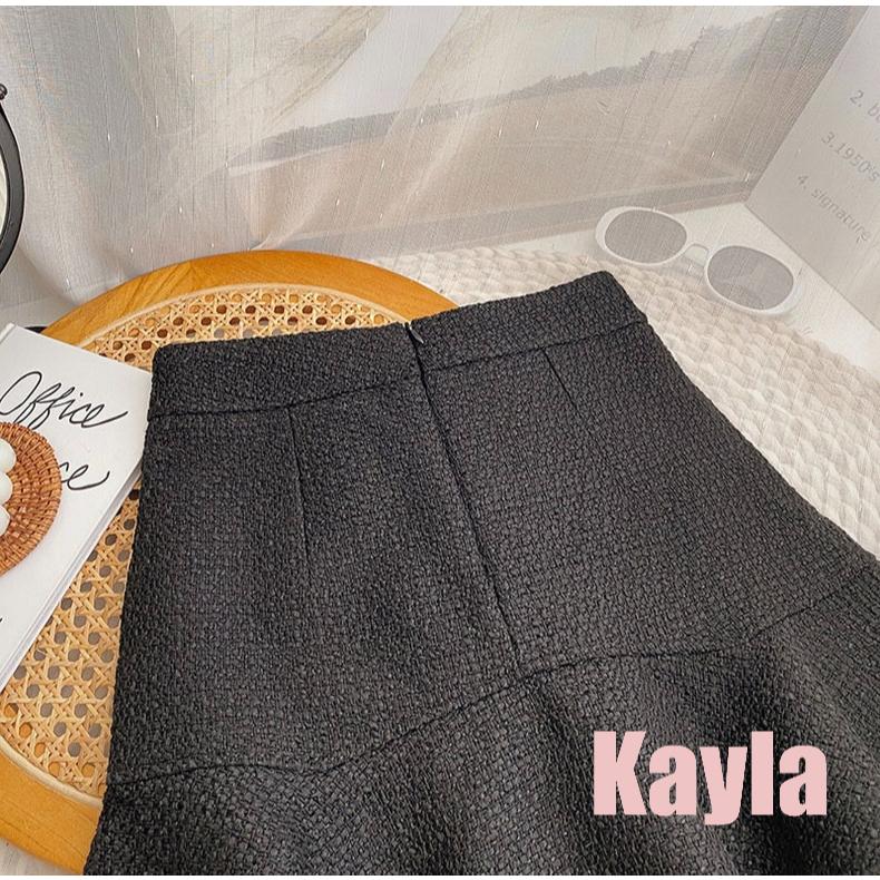 預購🌟免運🌟 荷葉邊高腰粗花呢A字短裙 A1267 #Kayla.girl #少女愷拉-細節圖6