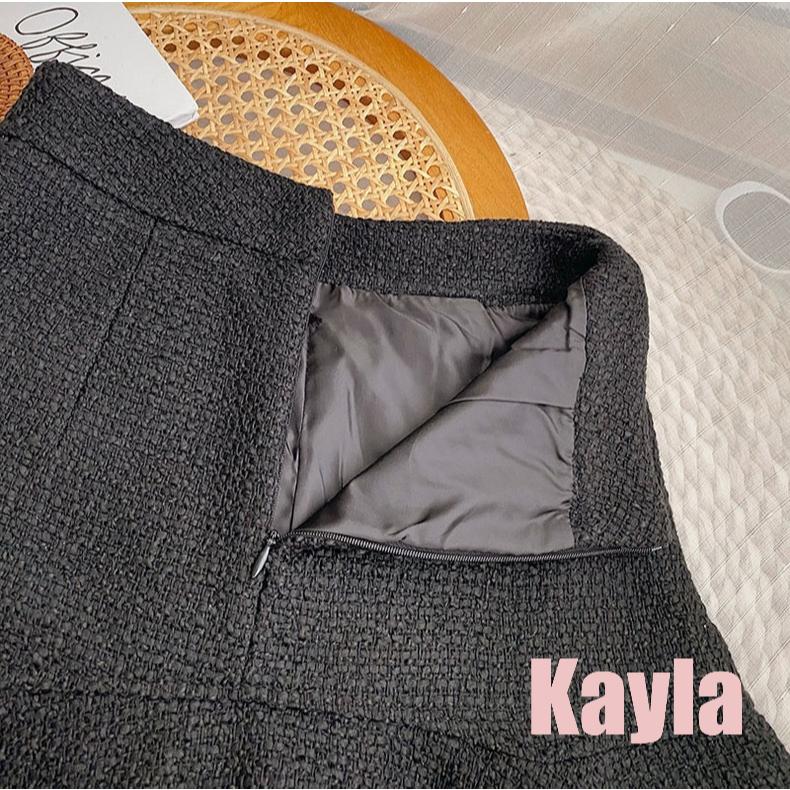 預購🌟免運🌟 荷葉邊高腰粗花呢A字短裙 A1267 #Kayla.girl #少女愷拉-細節圖7