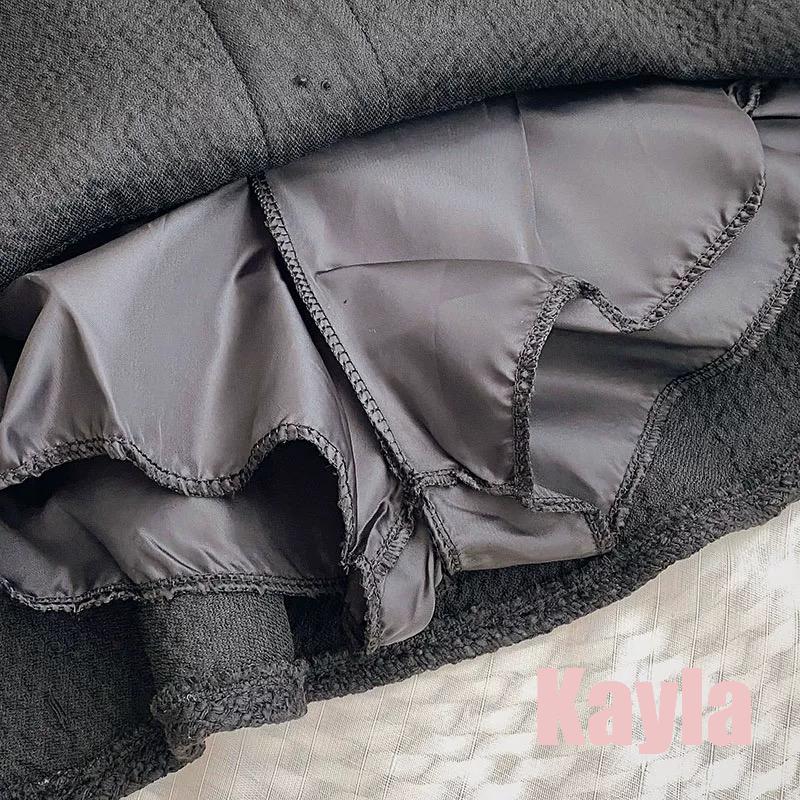 預購🌟免運🌟 荷葉邊高腰粗花呢A字短裙 A1267 #Kayla.girl #少女愷拉-細節圖8