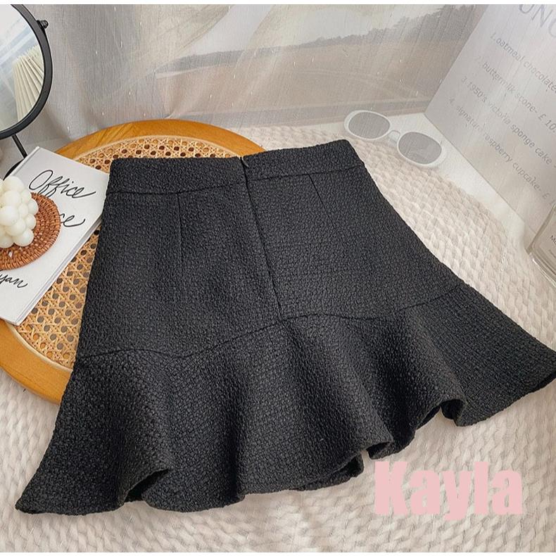 預購🌟免運🌟 荷葉邊高腰粗花呢A字短裙 A1267 #Kayla.girl #少女愷拉-細節圖9