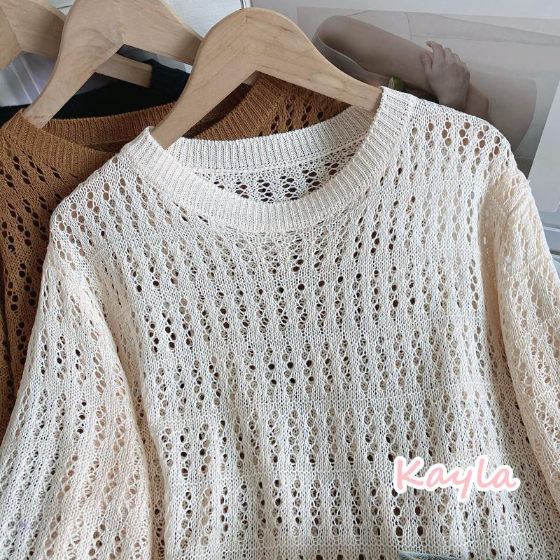 預購🌟免運🌟薄款慵懶鏤空洞洞針織上衣 A1051 #Kayla.girl #少女愷拉-細節圖2