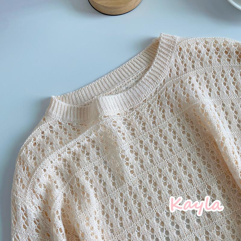 預購🌟免運🌟薄款慵懶鏤空洞洞針織上衣 A1051 #Kayla.girl #少女愷拉-細節圖4