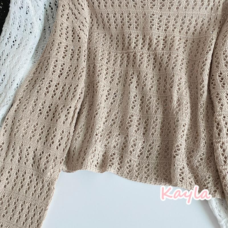 預購🌟免運🌟薄款慵懶鏤空洞洞針織上衣 A1051 #Kayla.girl #少女愷拉-細節圖7