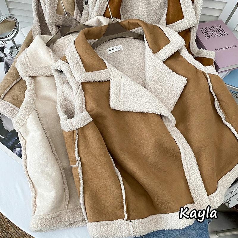 現貨⚡免運⚡絕版下殺 🔥 翻領羊羔毛皮草夾克外套 A0888 #Kayla.girl #少女愷拉-細節圖9