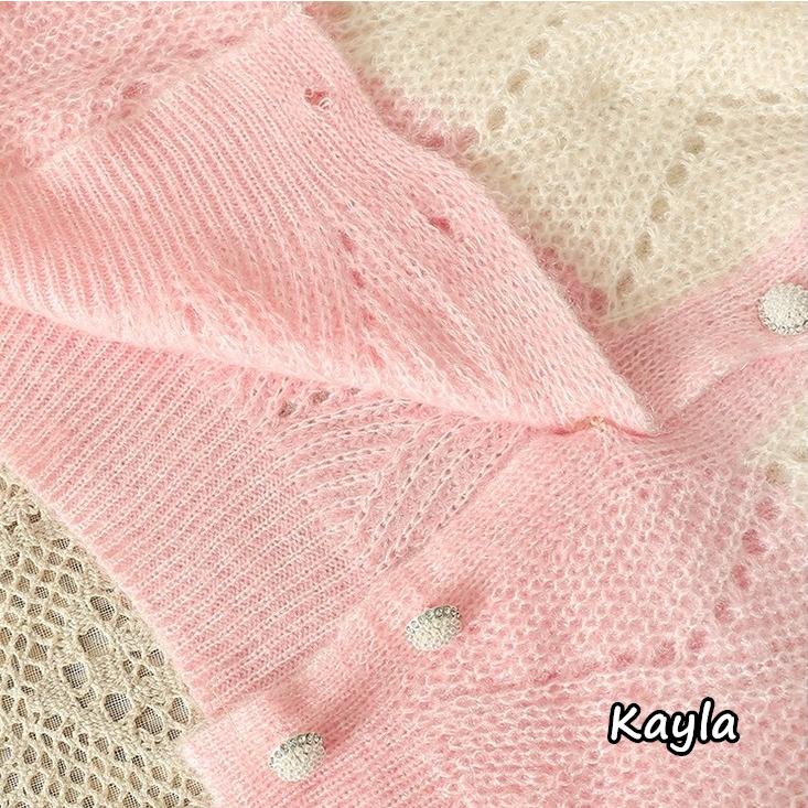 預購🌟免運🌟 甜美彩色條紋針排釦織外套 A1113 #Kayla.girl #少女愷拉-細節圖6