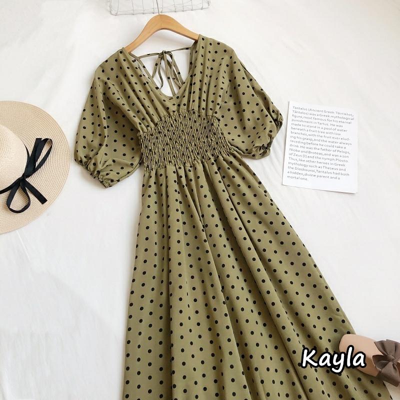 現貨+預購🌟免運🌟領美背綁帶點點連身長褲 A0859 #Kayla.girl #少女愷拉-細節圖3